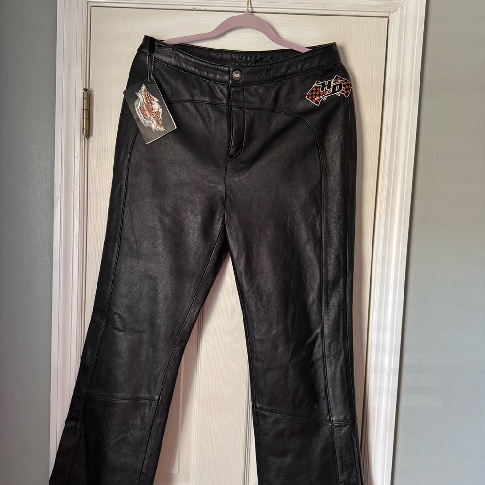 Harley-Davidson Black Leather Flare Pants